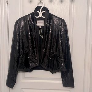 BCBG Generation Black Sequin Drape Blazer XS